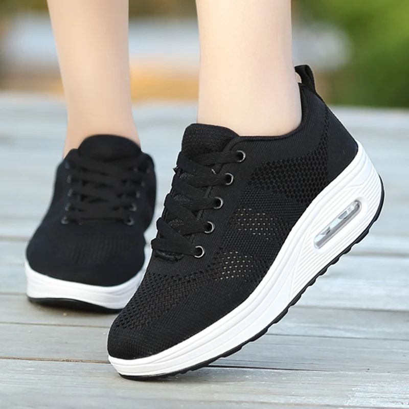 

SWYIVY Women's Hollow Slimming Shoes Multicolor Fashion Breathable 2018 Girl's Mesh Comfortable Sport Shoes Increase Shoe Light