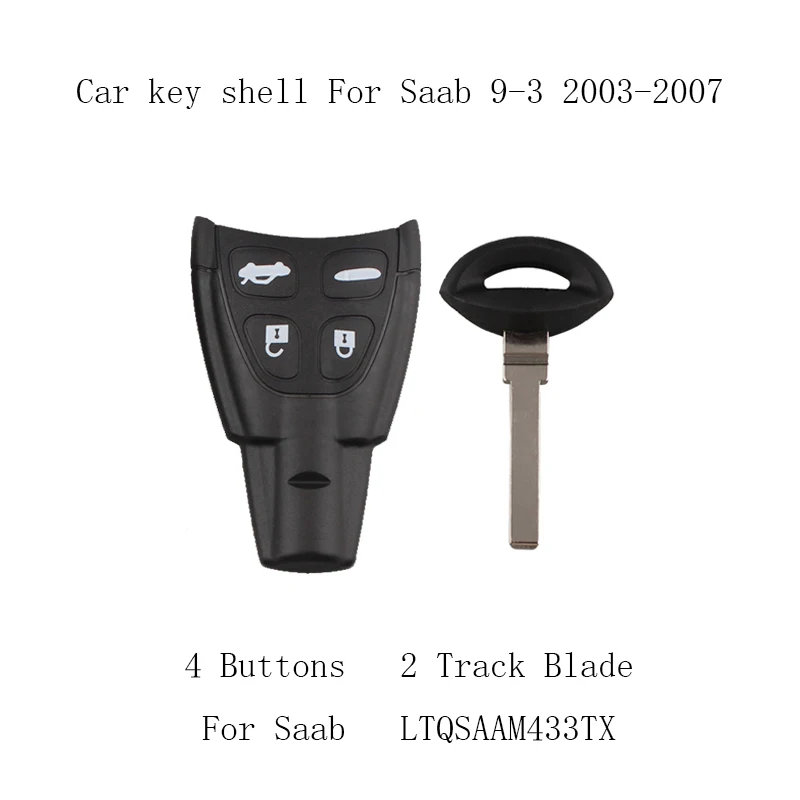 2 лезвия для трека 4 кнопки для Saab 9-3 2003 2004 2005 2006 2007 LTQSAAM433TX удаленный брелок оболочка и лезвие