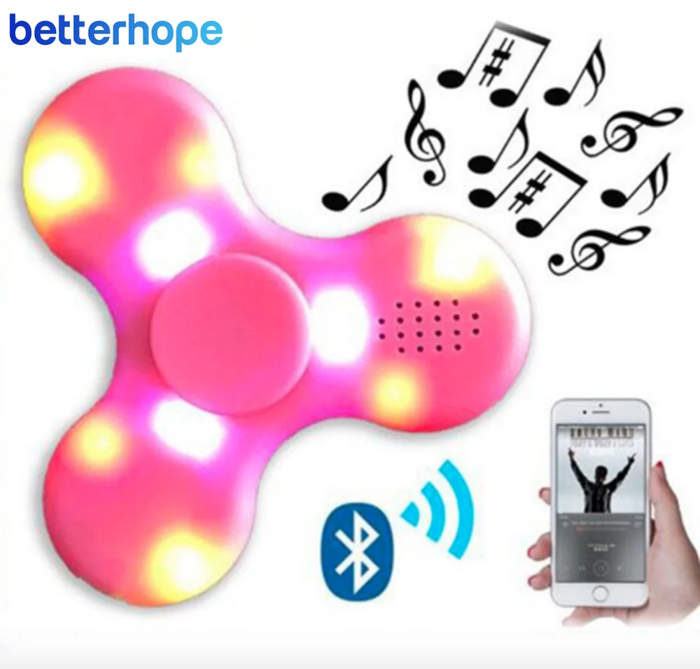 Betterhope Смешные мини пальца гироскоп Bluetooth Динамик Spinner со светодиодной мигалками bh