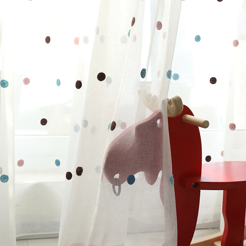 Innermor Dots kid's Curtains For Living room Embroidered curtains for bedroom Voile Sheer kitchen ready made Customized | Дом и сад