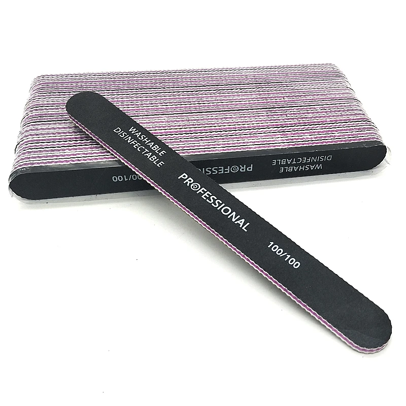 

Hot 5 pcs Acrylic Nail Files 100/100 Grit Emery Board Gel Polish Nail File Set Black Straight Shape Nail Filer Polisher Machine
