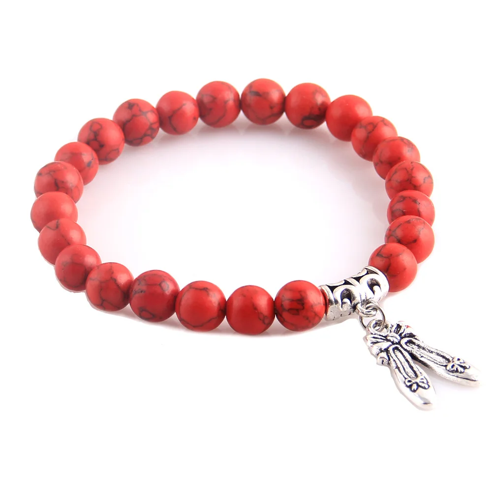 Модные женские браслеты с натуральным камнем и черными лавовыми бусинами