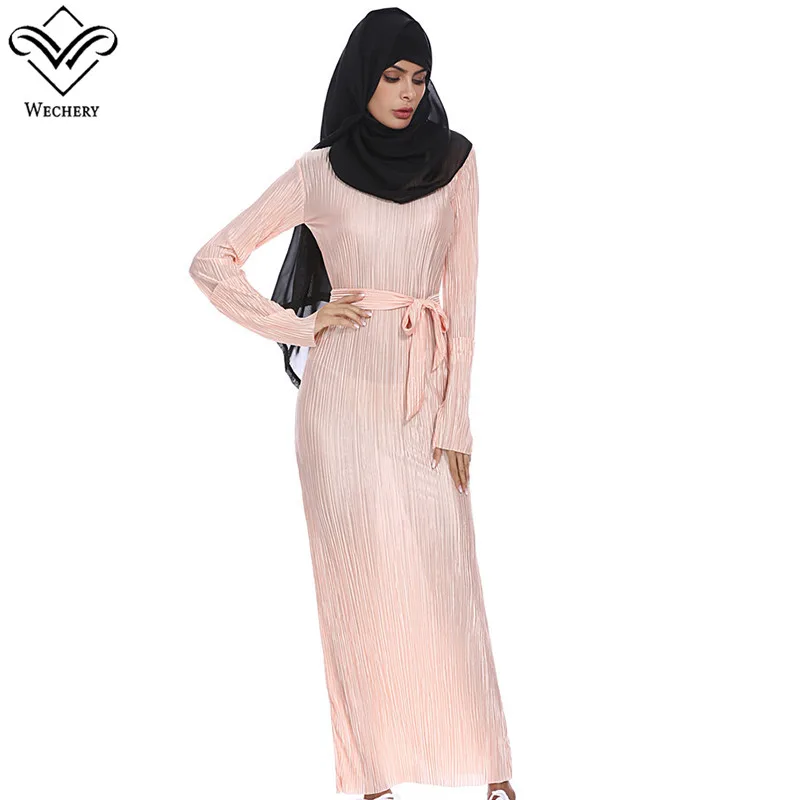 Женское платье-хиджаб Wechery длинное приталенное платье в мусульманском стиле
