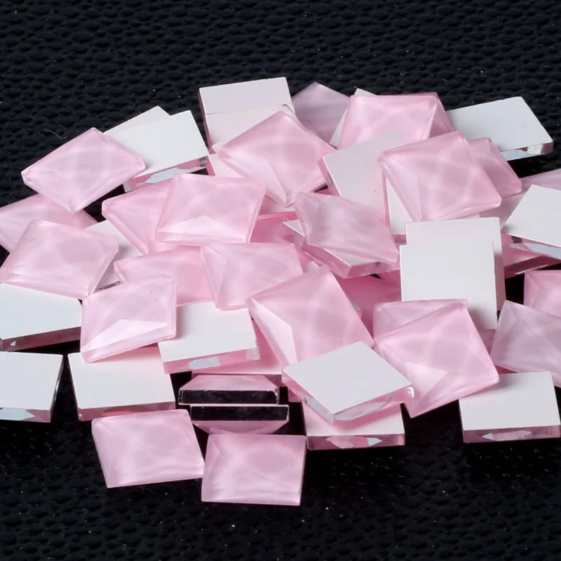 002 light pink 100 шт./лот 10 мм FlatBack Стекло камни квадратный Кристаллы Стразы черный, белый цвет синего цвета, Прошитые бусины для свадебного платья, сумок украшения - Цвет: 002 light pink