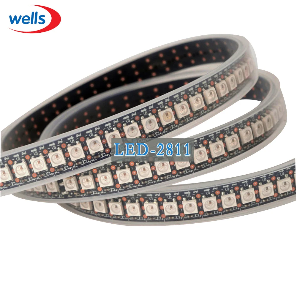 Светодиодная лента 144 пикселей 1 м LED s WS2812B 2812 WS Chip WS2811 IC Digital 5050 SMD RGB DC5V|strip necklace|stripped