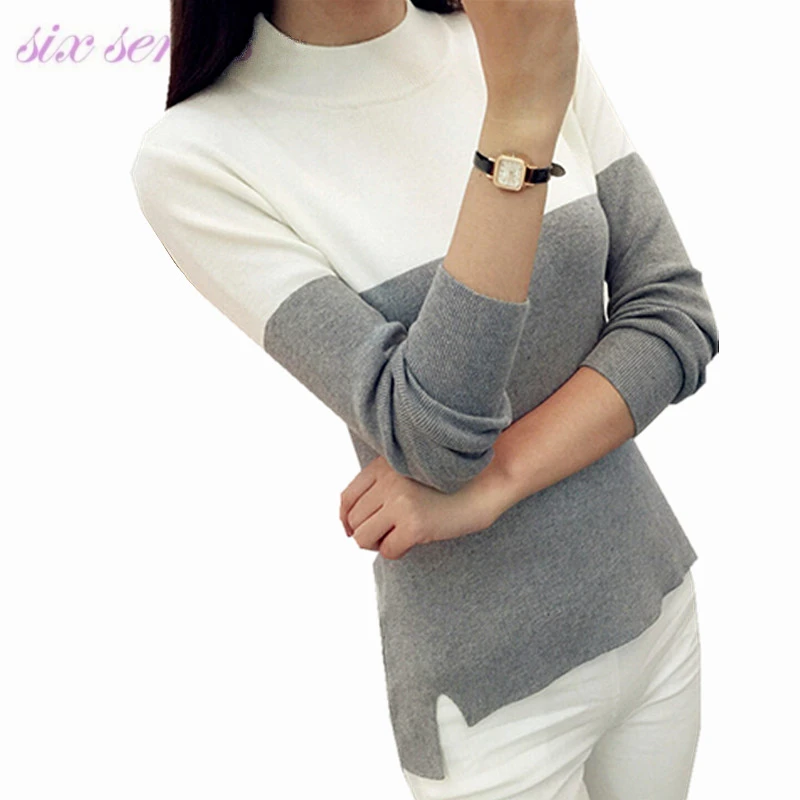 Осень 2016 новый женский пуловер повседневный короткий Модный свитер с длинным