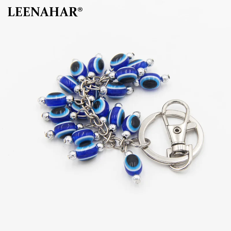 LEENAHAR 1PC синий греческий Злой Глаз брелок для ключей с бусинами Смола турецкий