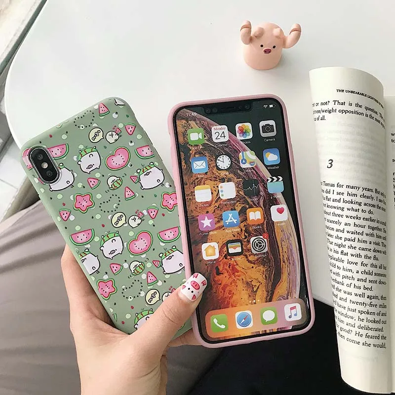 Cartoon Cute Ice Cream Powder Pig Phone Case For iPhone X XR XS Max 6 6S Plus Soft Back Cover 7 8 Cases Capa |