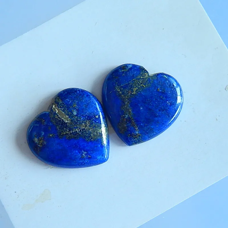 Натуральный камень сердца лазурит Gemstone моде женщины серьги кабошоны пар, 20x19x4 мм, 6.59 г