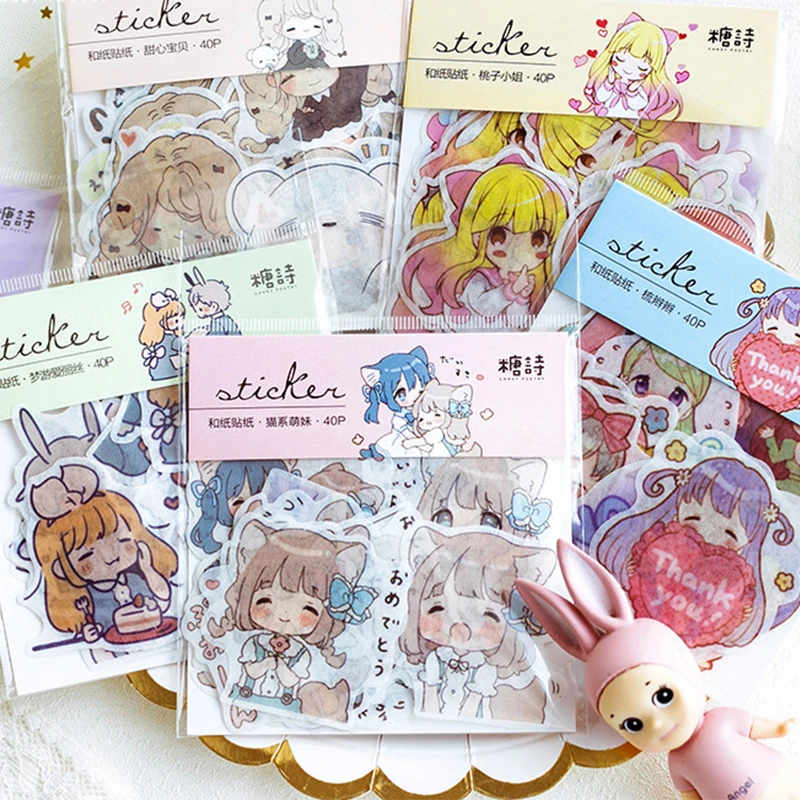 AAGU 40 шт./упак. Kawaii аниме девушка декоративные стикеры DIY планировщик дневник в