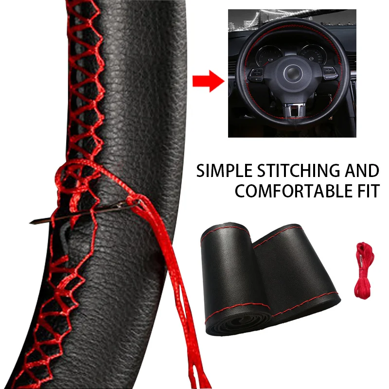 Универсальный автомобильный чехол на руль из волоконной кожи с мягкой