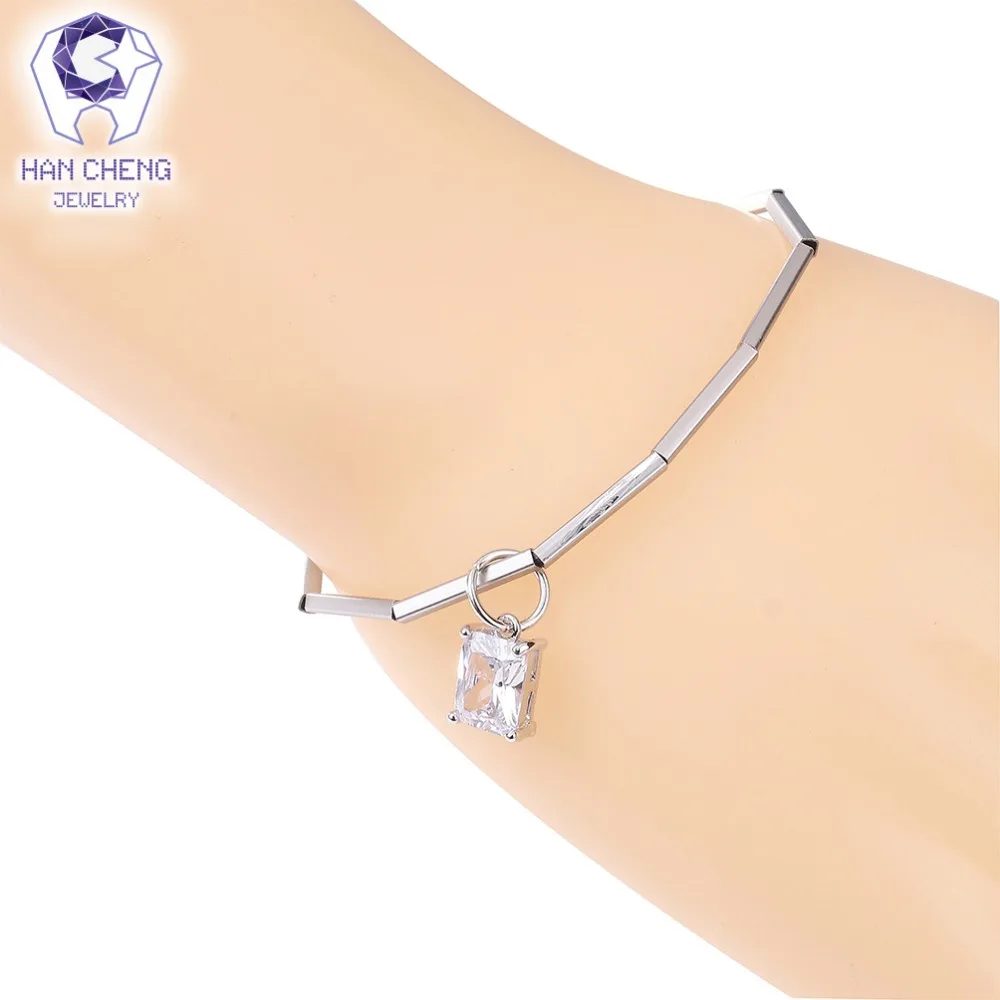 HanCheng новинка модный металлический провод простой браслет с подвесками стразы