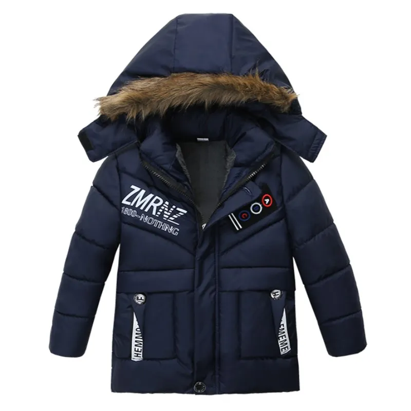 dark blue 20 Детская одежда на весну и зиму Детское пальто модная теплая куртка для мальчиков, хлопковая куртка с капюшоном Для детей 1, 2, 3, 4 лет - Цвет: dark blue 20