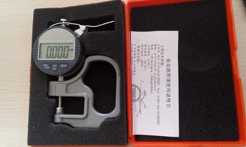Drop shipping 0-12.7X0.001mm Micron Digital Dial Thickness Gauge with flat head thickness meter | Инструменты