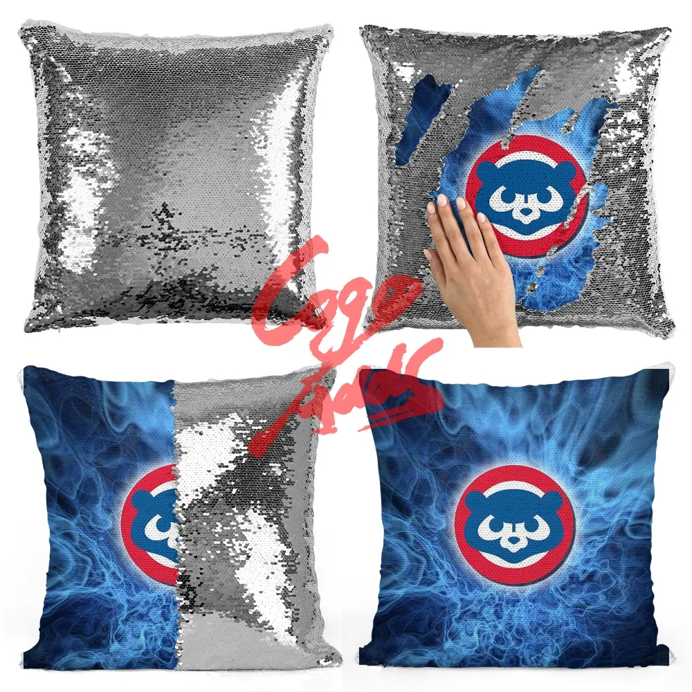 Chicago Cubs Декоративные Чехлы для подушек наволочка 40*40 блестки Волшебная подушка