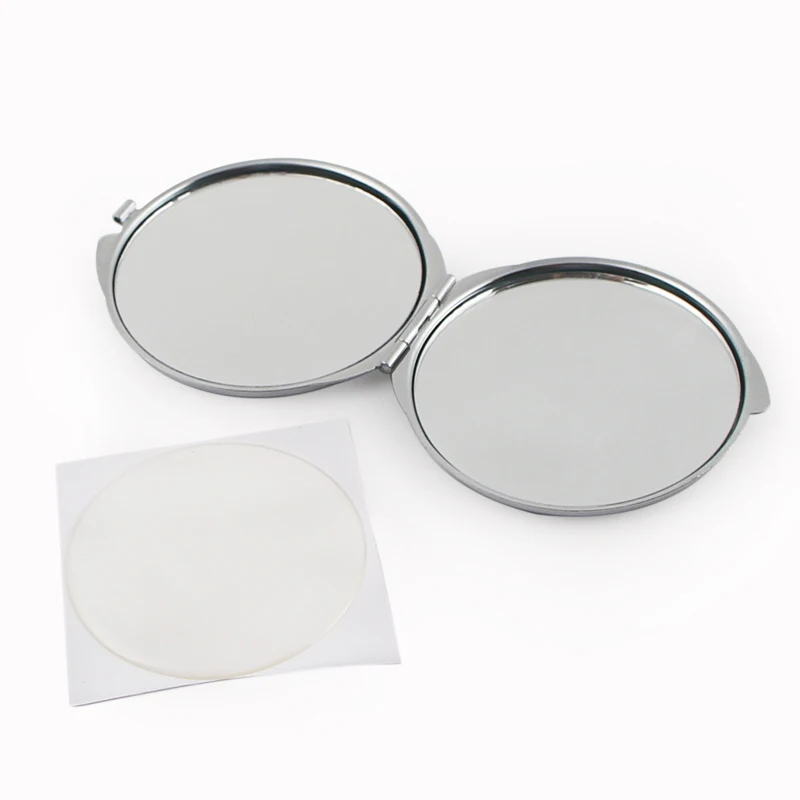 Персонализированное круглое серебряное компактное зеркало 62 мм дамская сумочка