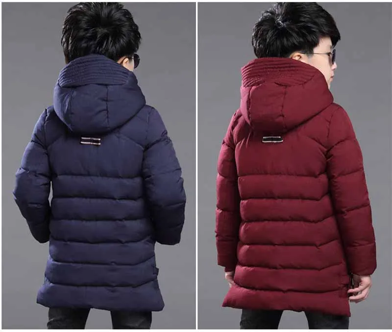 Детские парки для мальчиков пальто подростков зимняя теплая хлопковая стеганая