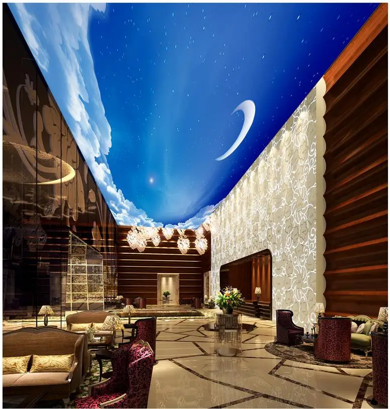 Пользовательские 3d фото настенная бумага Фэнтези Луна облако потолок ТВ фон обои
