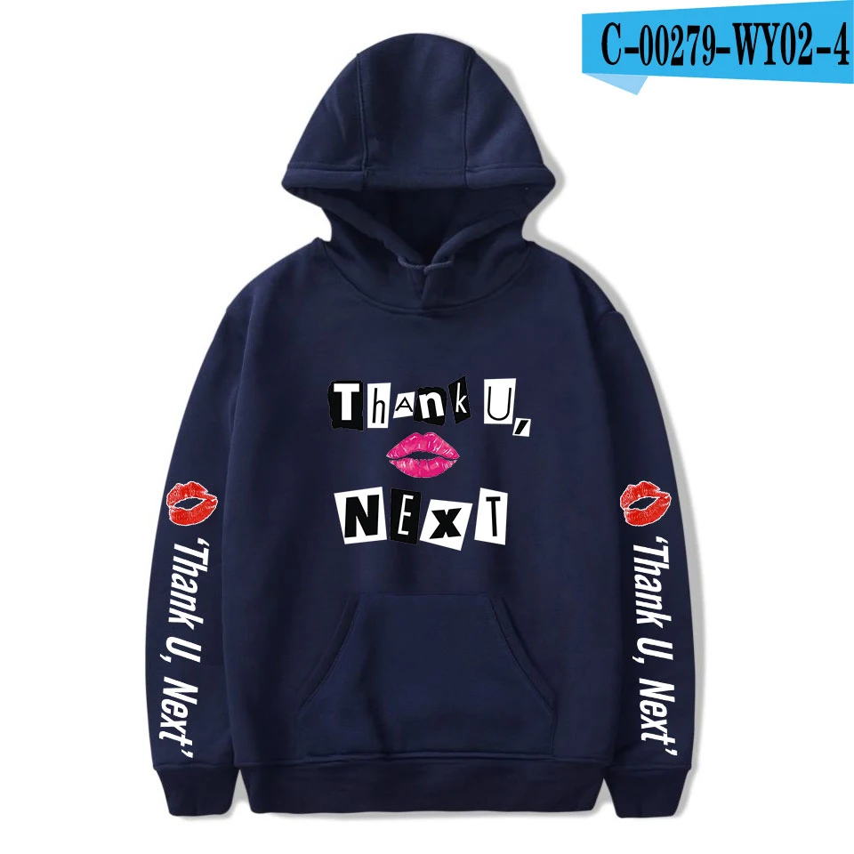 Navy blue Новинка, худи Ариана Гранде для мужчин/женщин,, модная повседневная хлопковая белая толстовка с капюшоном Ариана Гранде, толстовки размера плюс - Цвет: Navy blue