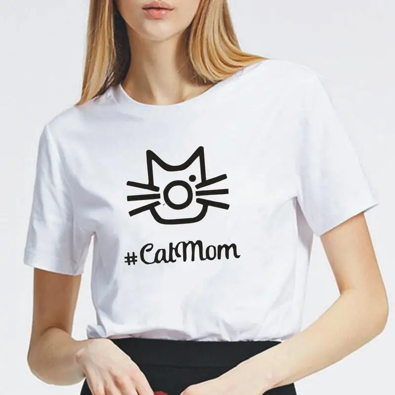 

Funny Cat Mom Print Women Tshirt Fashion Cat Lover Graphic Shirt Hipster Tee Shirt Femme Summer T Shirt Women Tops Camisas Mujer