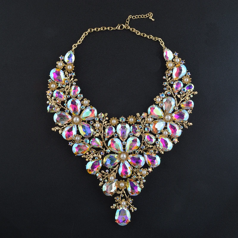 Высококачественный Свадебный комплект из ожерелья и сережек для женщин