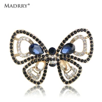 madrry classic hollow butterful shape brooches full crystals antique gold color corsage pins for women coat clothes clip brooch