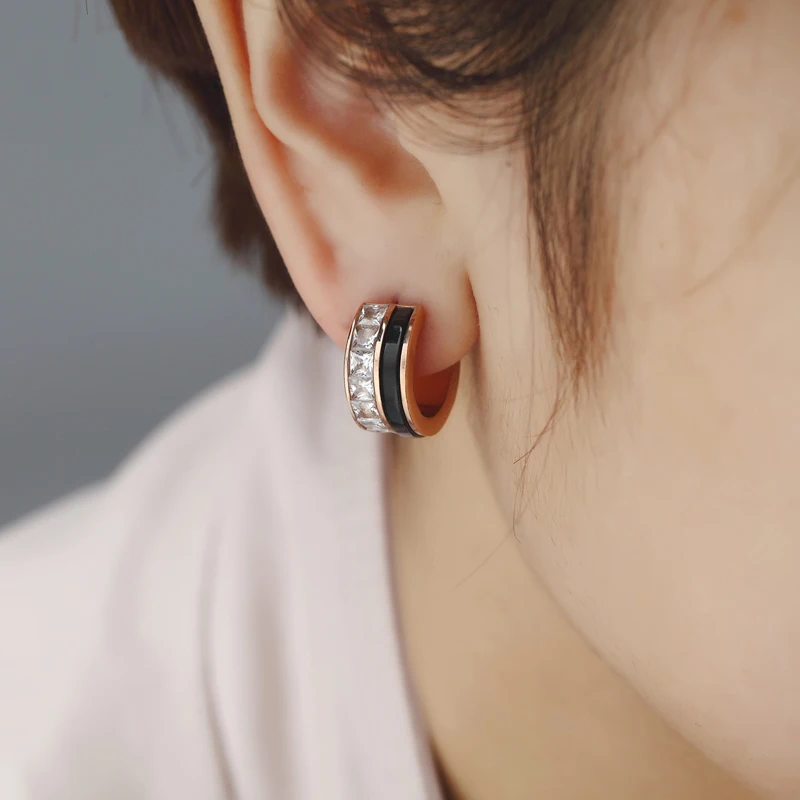 Роскошные блестящие бриллиантовые женские элегантные серьги из нержавеющей