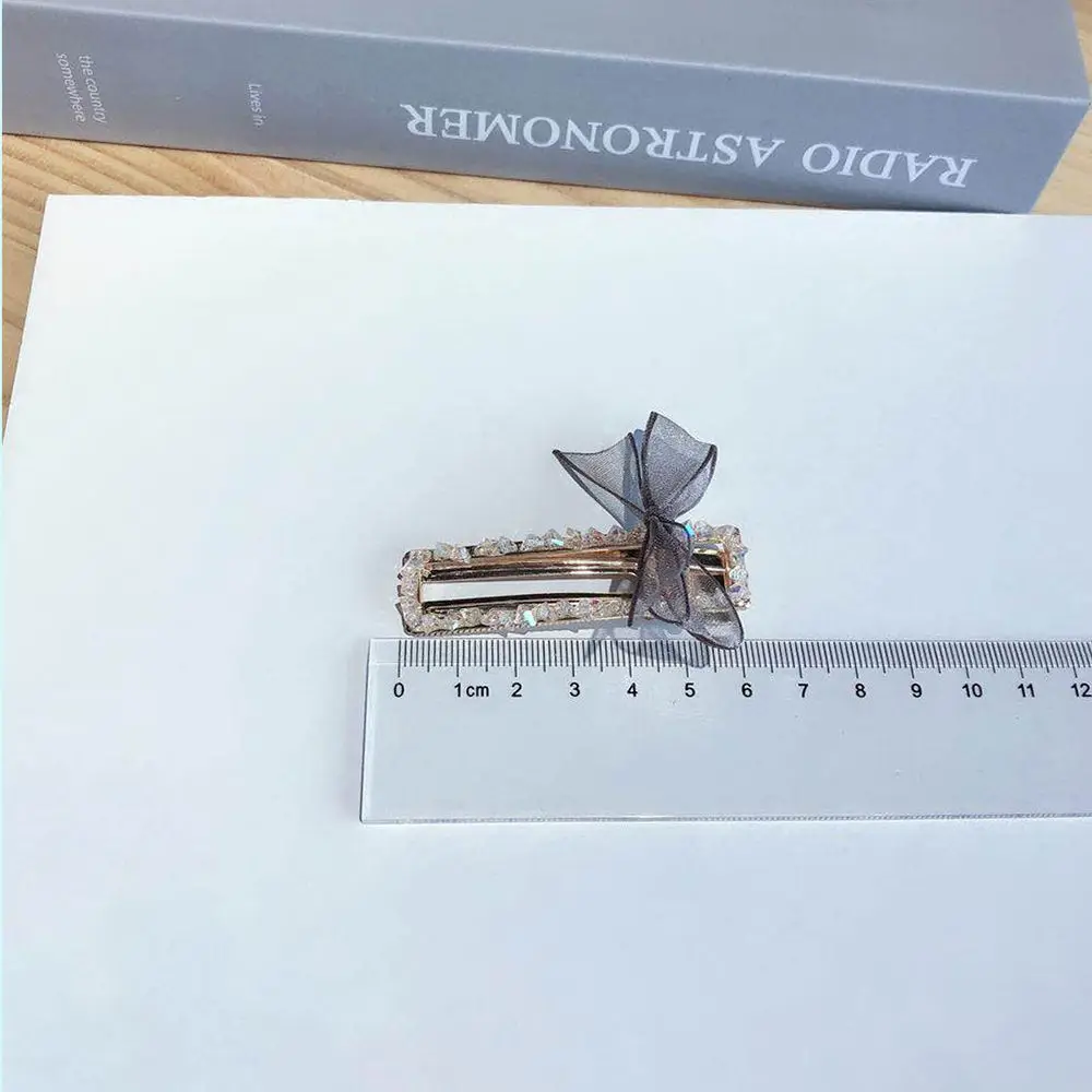 1 шт. Новая мода роскошный дизайн корейские стразы бант квадратная шпилька темперамент челка клип женский подарок, аксессуары для волос