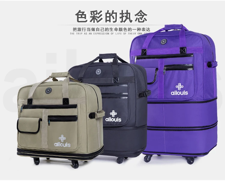 Travel tale Essential for boarding outdoor travel Large volume foldable Oxford rolling luggage  folding trolley suitcase