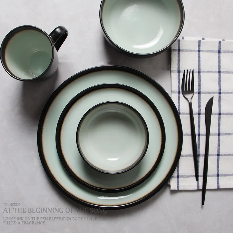 20 шт./компл. Бытовая керамическая миска и тарелка наборы посуды кухонные