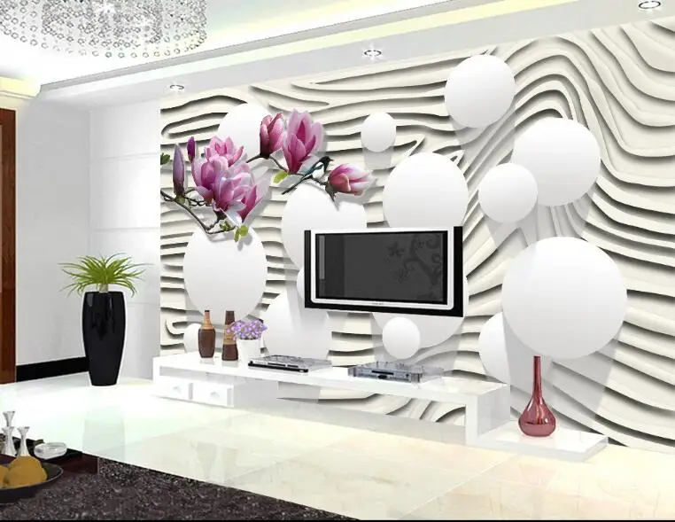 Beibehang 3d пользовательские фото обои настенные фрески наклейки Фиолетовый цветок магнолии полосатый 3D ТВ стены papel де parede para кварто