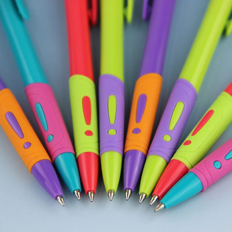 

Exclamation mark pattern Random Mixed Color Plastic Ballpoint Pen Red Purple Blue Green Ballpoint Pen 0.7mm