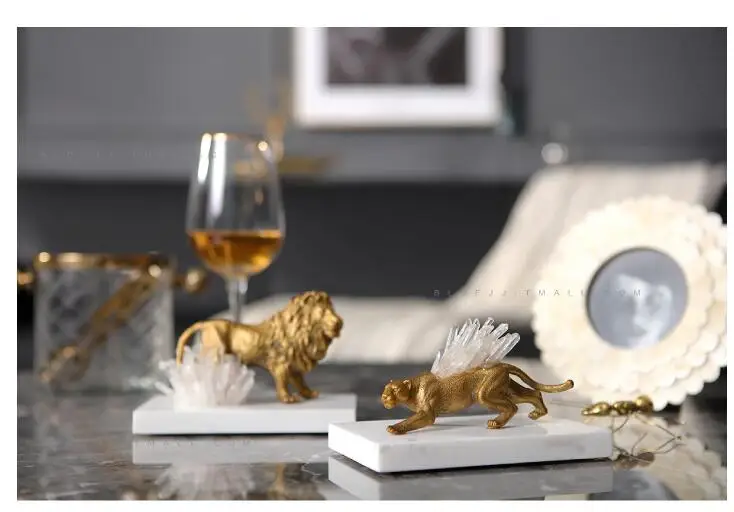 Легкие роскошные современные хрустальные мраморные золотые лев леопард олень