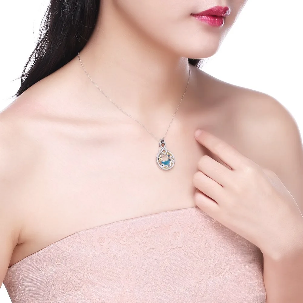 LEKANI Crystals From Swarovski Necklace 925 Crystal Round Pendant Charm Flower Rhinestone Fashion Women Long 2 colors | Украшения и