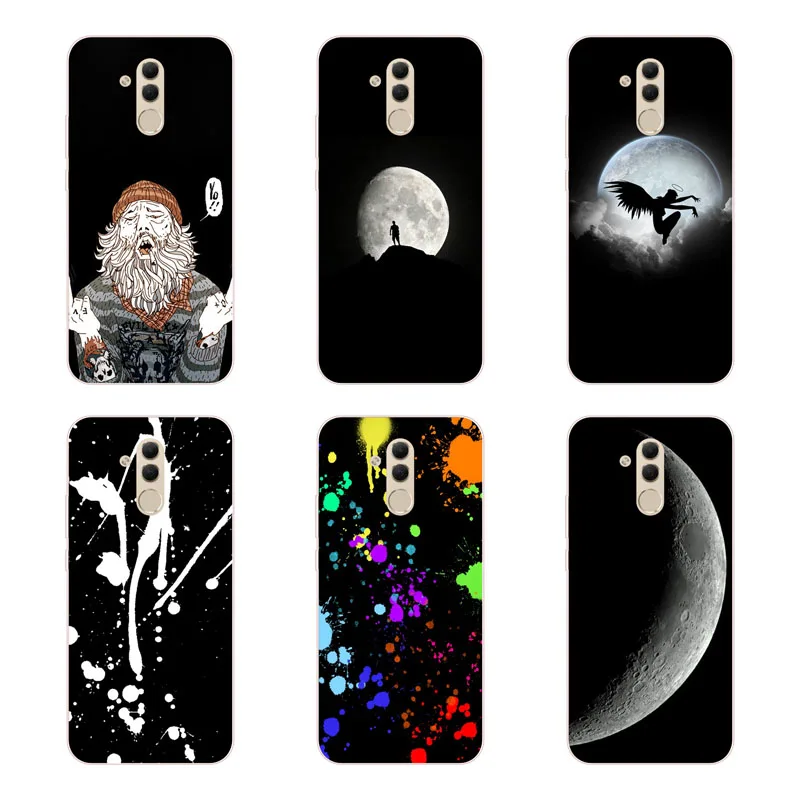 huawei mate 20 lite Case Silicon Black graffiti Painting Soft TPU Back Cover for Protect Phone cases shell |