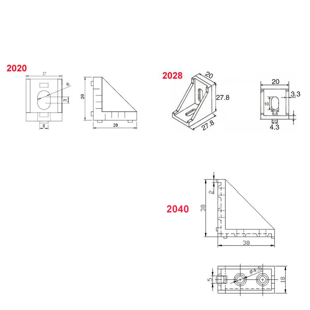 2028 2040 угловой кронштейн угловой Алюминиевый 20X20 20X28 20x40 L Соединительный кронштейн