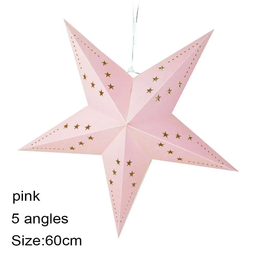 5 angles 60cm pink 1 шт. 60 см Большой DIY семь углов бумажные звезды рождественские украшения для дома висящий Рождественский фонарь оконный камин декор комнаты - Цвет: 5 angles 60cm pink