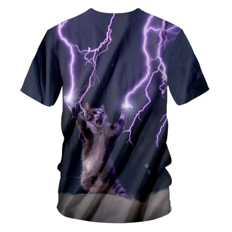 CJLM New Summer 3D Thundercat T Shirt Fearless Kitten Cat Playing With Flashing Shirts Hiphop Harajuku Tees Tops Unisex | Мужская одежда