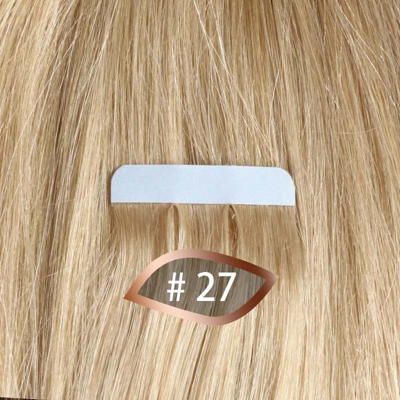 Али queen hair 1" 20" 2" Remy Пряди человеческих волос для наращивания 2,5 г/подставка 20 шт./упак. Цвет# 1b#613#27#4 пряди волос на ленте, волосы на Клейкой Ленте имитирующей кожу 50 г - Цвет: #27