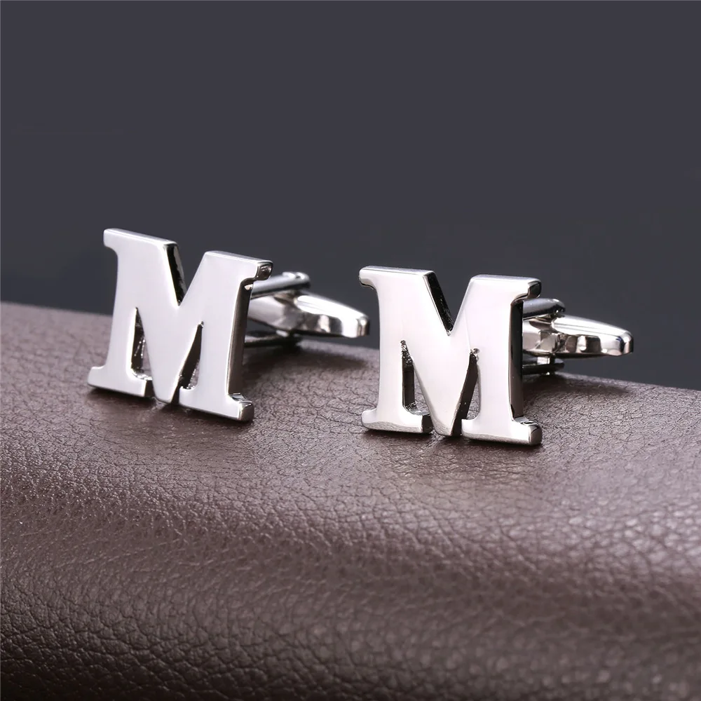 Мужские Запонки с буквами алфавита M французские ногти деловые рубашки трендовые