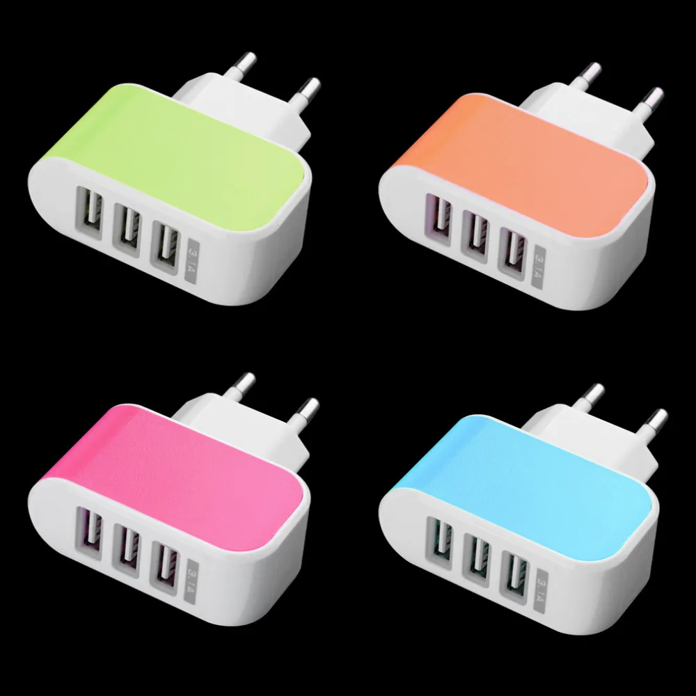 Тройной USB порт с вилкой европейского стандарта 3 1 А|Адаптеры AC/DC| |