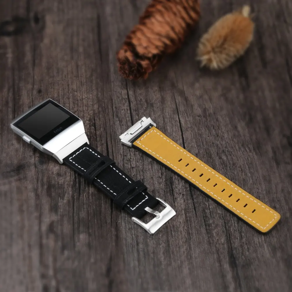 NEW Genuine Leather Band Strap Replacement Accessories Wristband for Fitbit Ionic Women Men 5 Colorful Black | Электроника