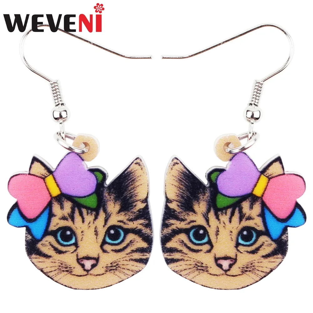 WEVENI акриловые висячие серьги новинка кошка котенок милые длинные Модные