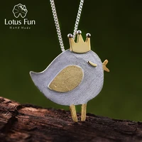 lotus fun real 925 sterling silver natural handmade fine jewelry lovely princess bird pendant without necklace for women