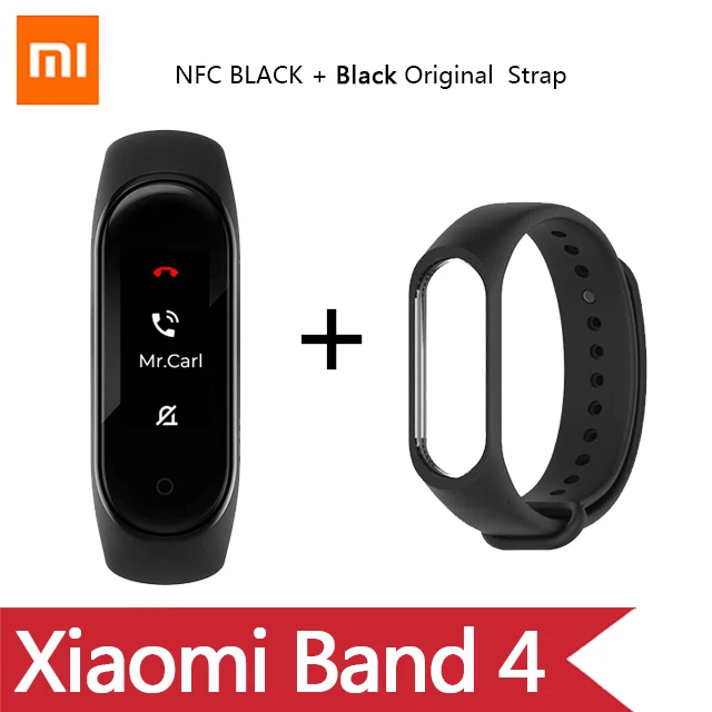 English/Spanish/Russian Xiaomi Mi Band 4 Music Smart Miband 4 Bracelet Heart Rate Fitness 135mAh Color screen Bluetooth 5.0 - Цвет: NFC add black strap
