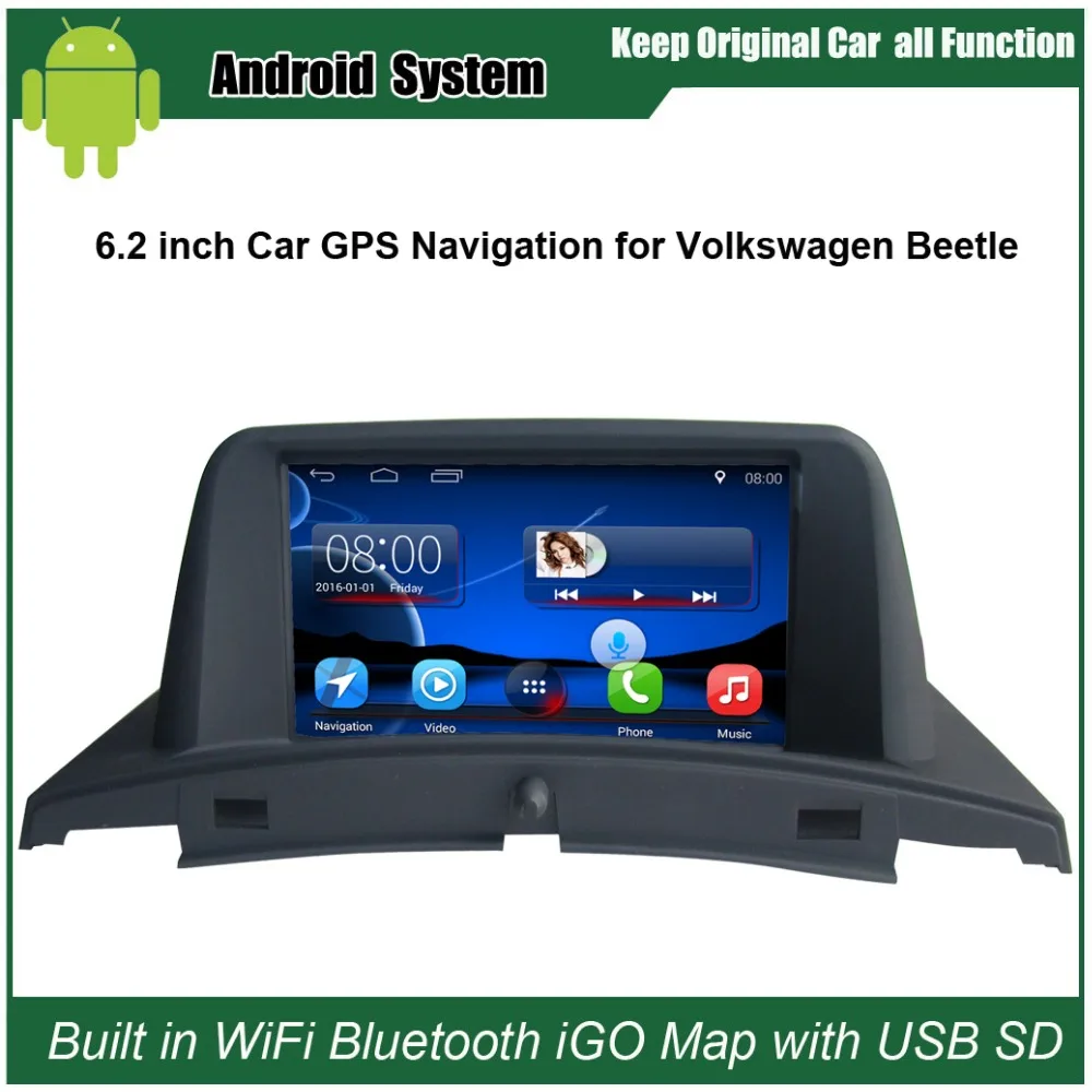 Автомобильный видеоплеер с GPS навигацией 6 2 дюйма Android 7 1 для Volkswagen VW Beetle Wi Fi Mirror link