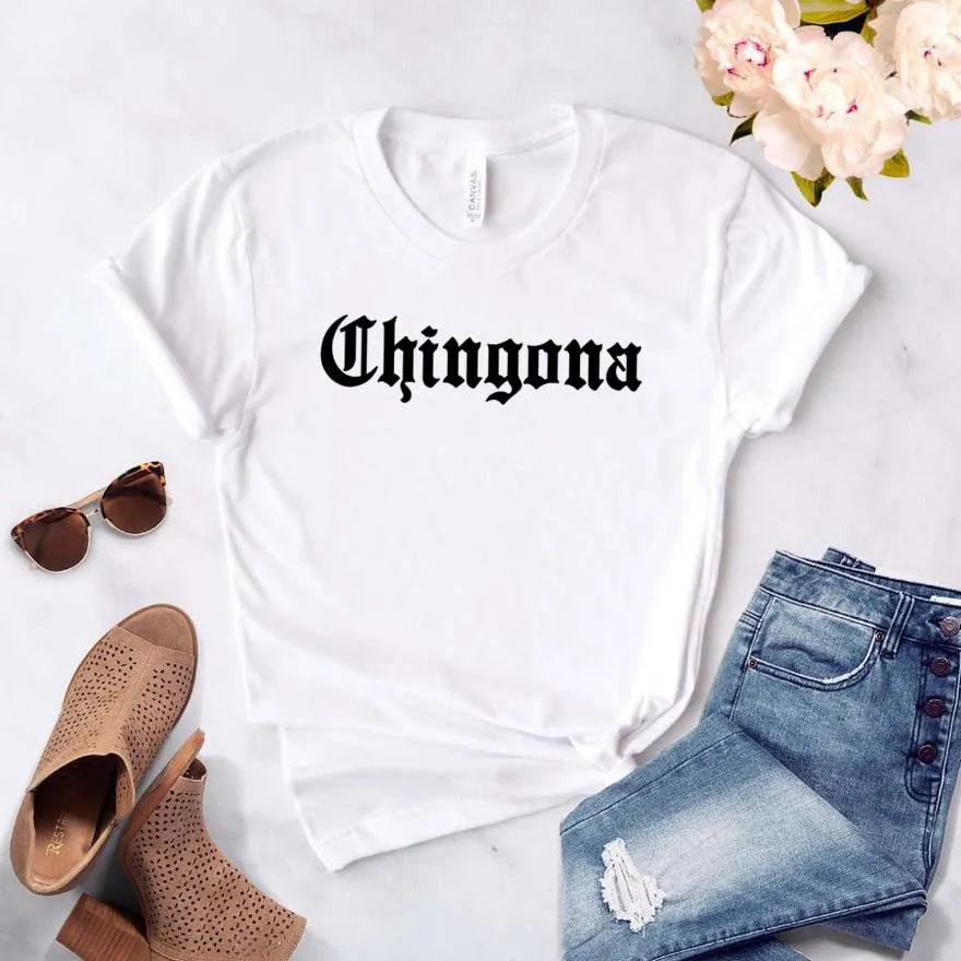 Chingona/женские футболки с буквами мексиканские Латинки, хлопковая Повседневная забавная футболка для девушек, хипстер Ins, Прямая поставка NA-113 - Цвет: Белый