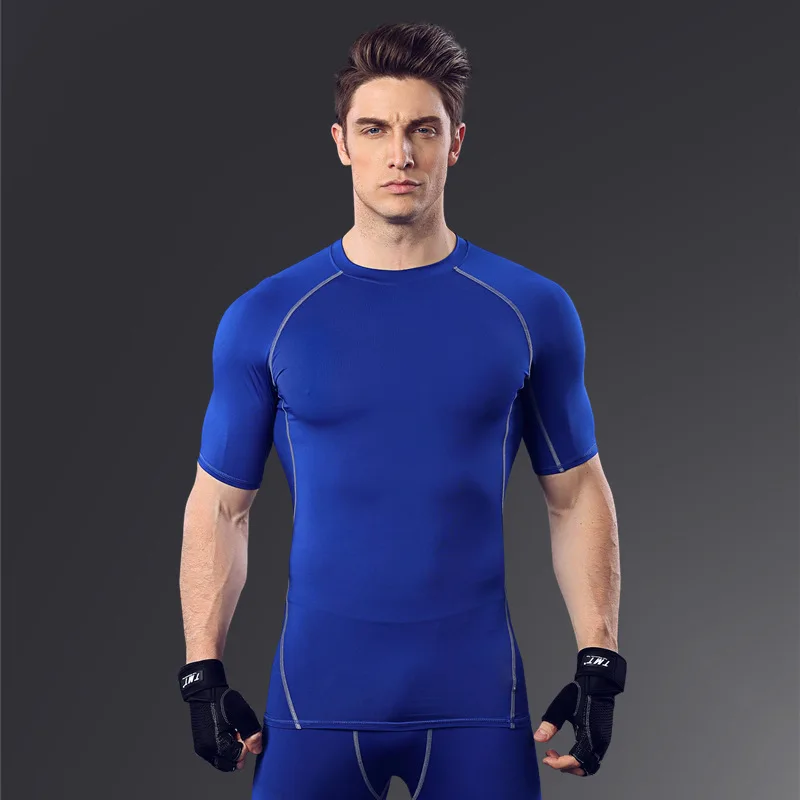 Fitness Shirt Men's Basketball Running Training Clothes Elastic Compression Quick Drying Sportswear Short Sleeve MA26 | Спорт и