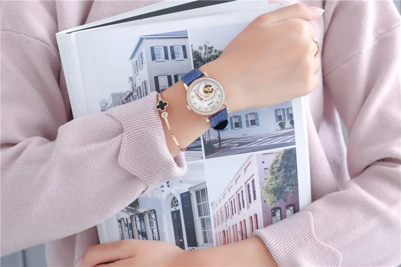 Женские часы автоматические механические часы женские Tourbillon часы Reloj Mujer Скелет час Топ бренд наручные часы Relogio Feminino