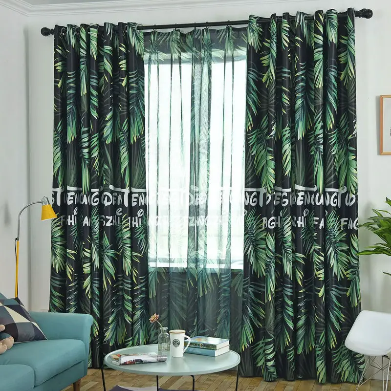 

Modern Nordic Tropical Blackout Curtains for Living Room Bedroom Printed Rainforest Plant LeavesPattern Window Curtain Treatment